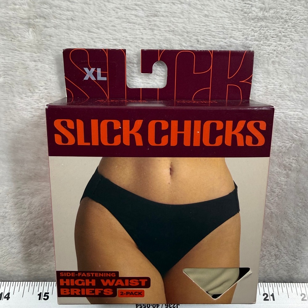 Slick Chicks High Waist Briefs 2-Pack Black Beige Side Fastening XL 0853926006